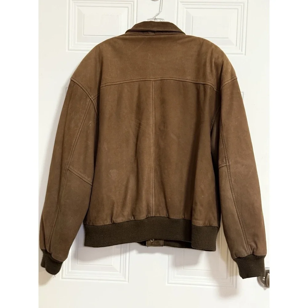G-III‎ Dark Brown Leather Bomber Jacket Suede-like SZ Medium Aviator - Picture 3 of 10